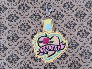 Heart Rose Mom Key Fob