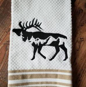 Elk with Trees and Mountains