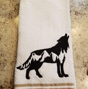 Wolf with Trees and Mountains
