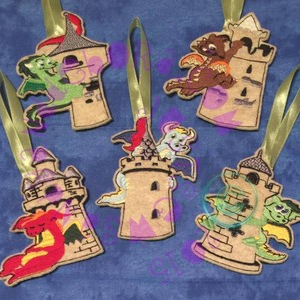 Dragon and Castle Ornaments